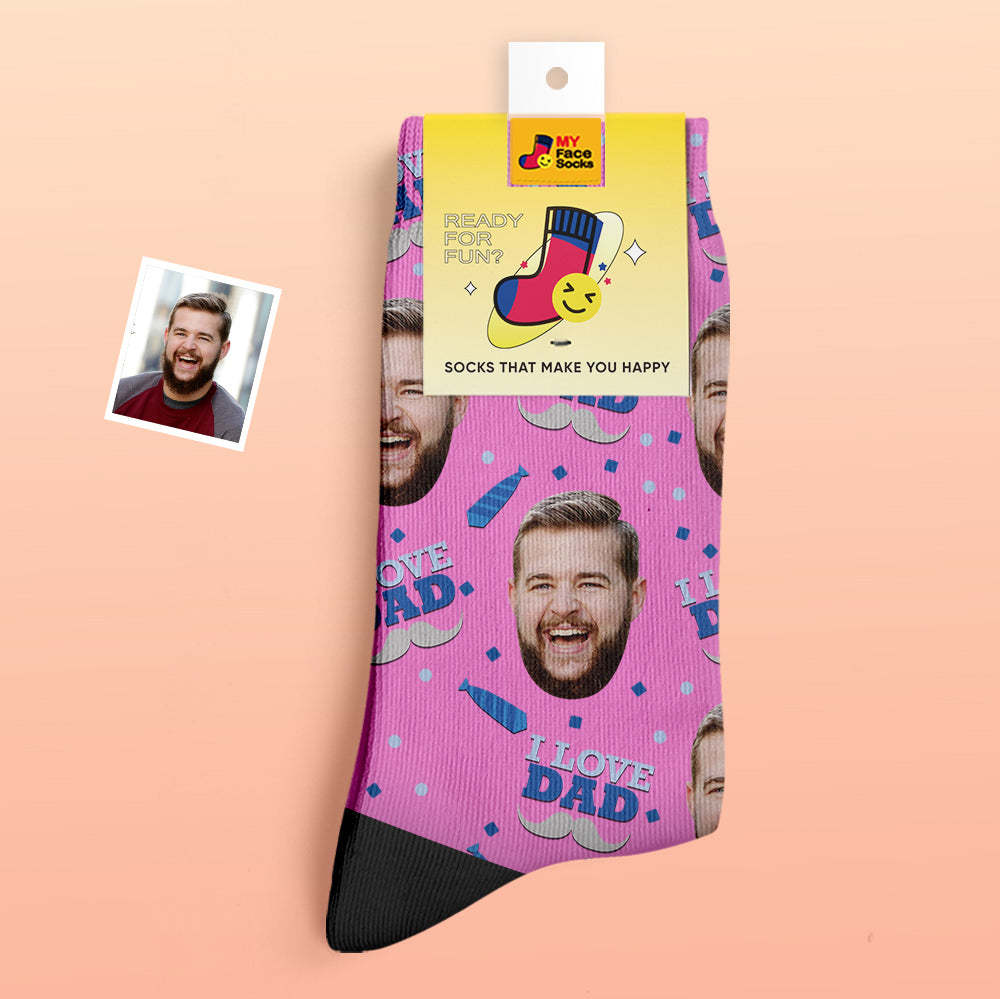 Custom Thick Socks Photo 3D Digital Printed Socks Autumn Winter Warm Socks I Love Dad - MyFaceSocks EU