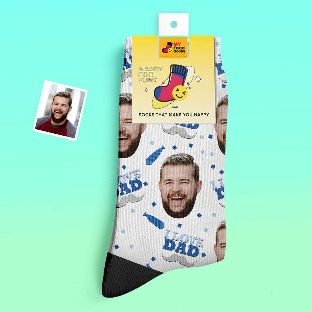 Custom Thick Socks Photo 3D Digital Printed Socks Autumn Winter Warm Socks I Love Dad - MyFaceSocks EU