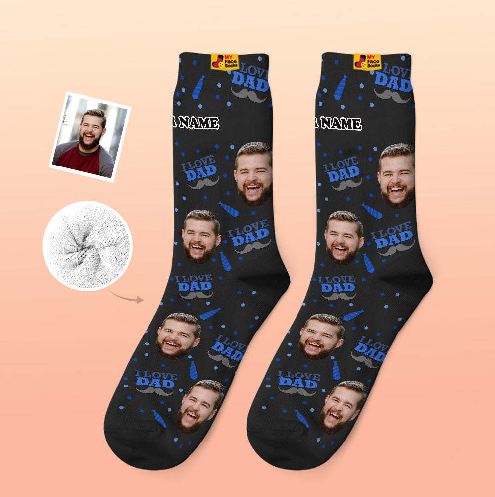 Custom Thick Socks Photo 3D Digital Printed Socks Autumn Winter Warm Socks I Love Dad - MyFaceSocks EU