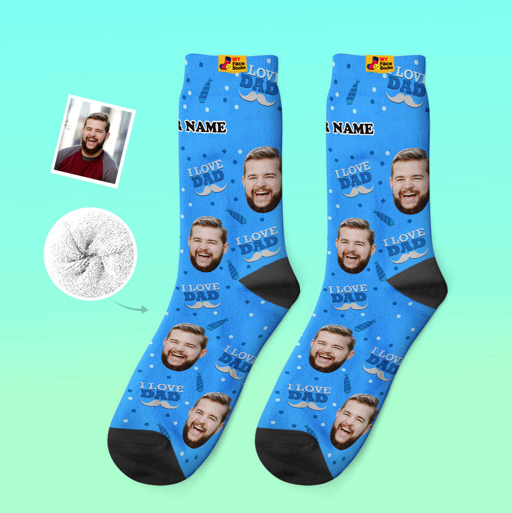 Custom Thick Socks Photo 3D Digital Printed Socks Autumn Winter Warm Socks I Love Dad - MyFaceSocks EU