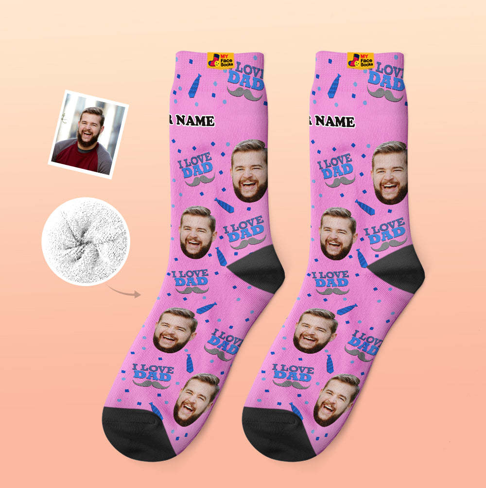 Custom Thick Socks Photo 3D Digital Printed Socks Autumn Winter Warm Socks I Love Dad - MyFaceSocks EU