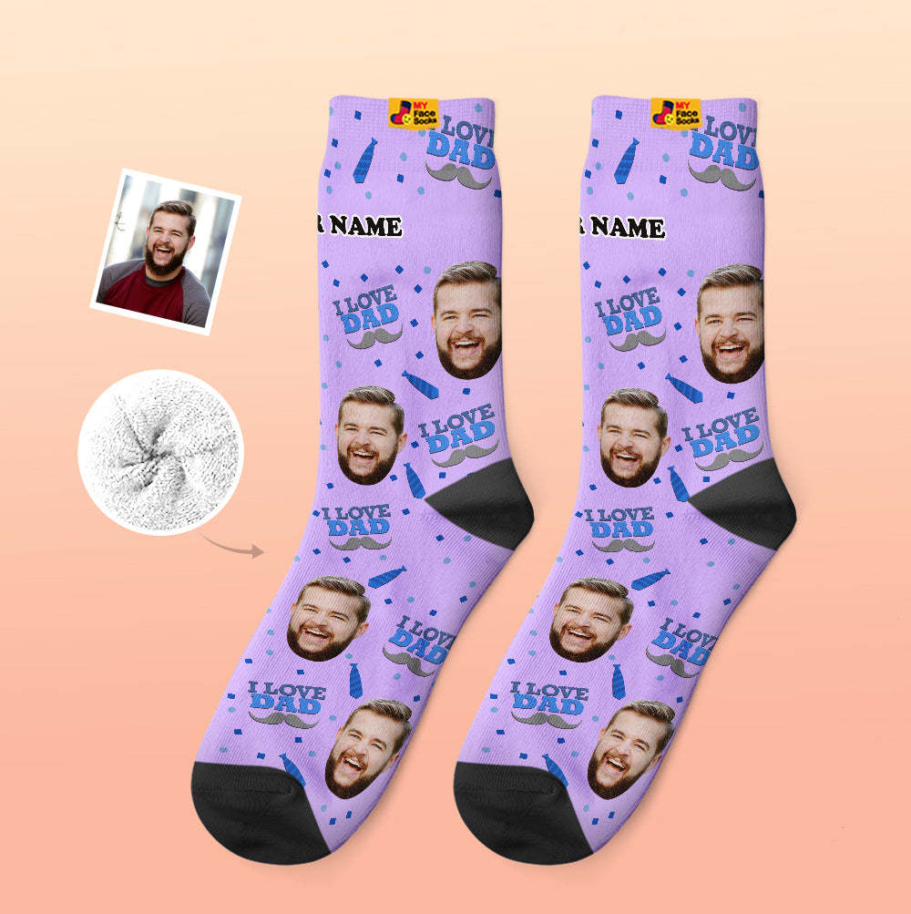 Custom Thick Socks Photo 3D Digital Printed Socks Autumn Winter Warm Socks I Love Dad - MyFaceSocks EU