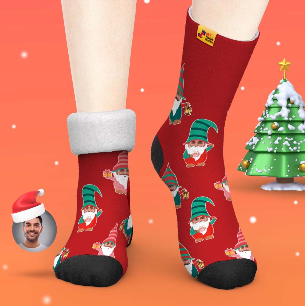 Christmas Gifts,Custom Thick Socks Photo 3D Digital Printed Socks Autumn Winter Warm Socks Gnome Socks - MyFaceSocksEU