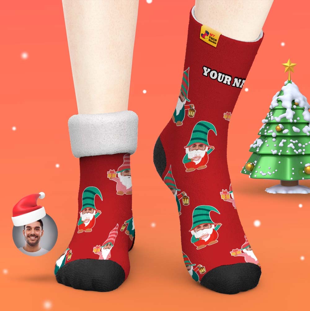 Christmas Gifts,Custom Thick Socks Photo 3D Digital Printed Socks Autumn Winter Warm Socks Gnome Socks - MyFaceSocksEU