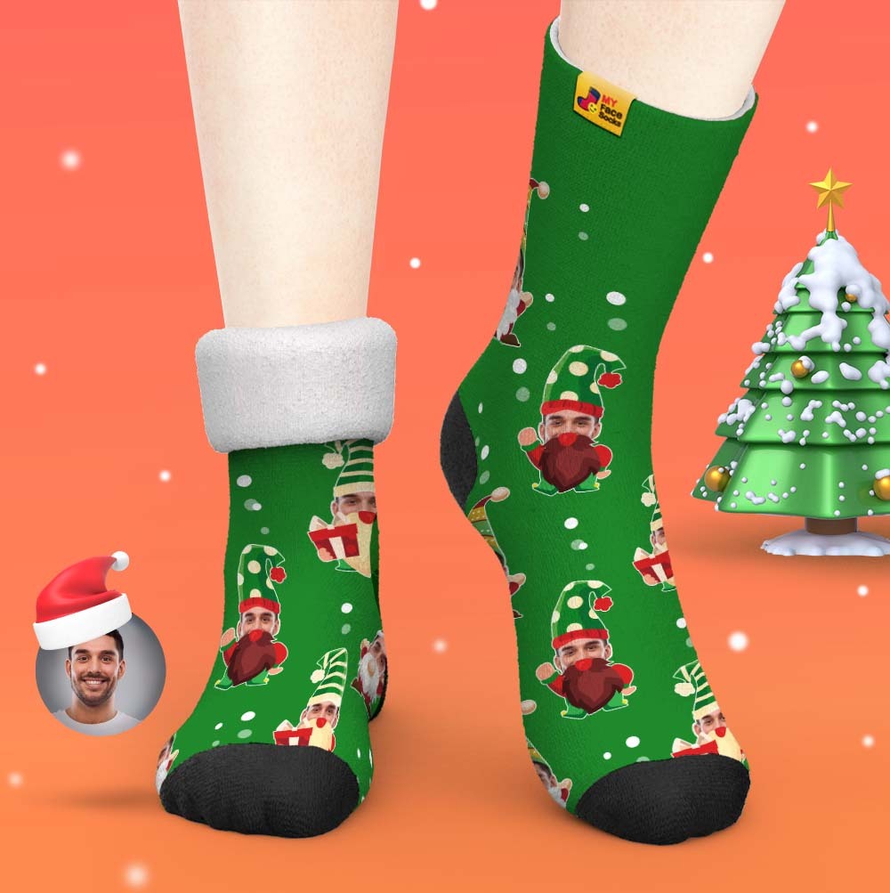 Christmas Gifts,Custom Thick Socks Photo 3D Digital Printed Socks Autumn Winter Warm Socks Bearded Gnome - MyFaceSocksEU