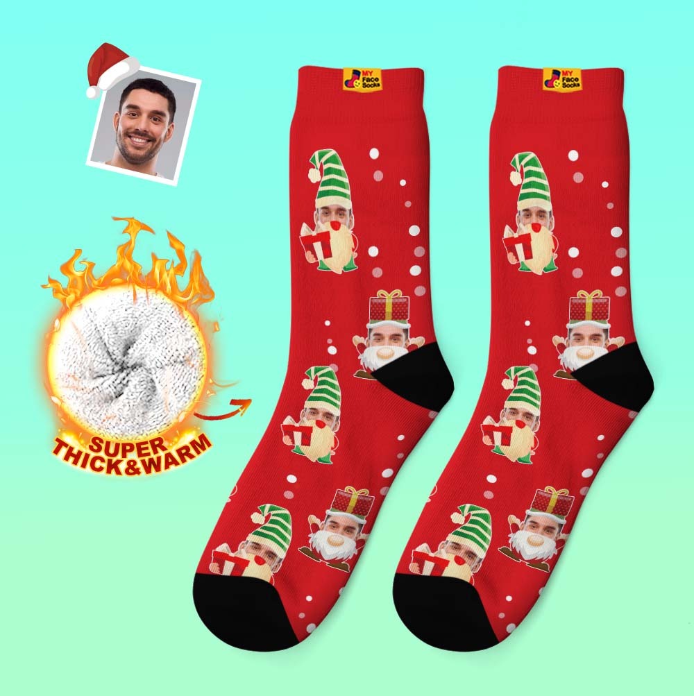 Christmas Gifts,Custom Thick Socks Photo 3D Digital Printed Socks Autumn Winter Warm Socks Bearded Gnome - MyFaceSocksEU