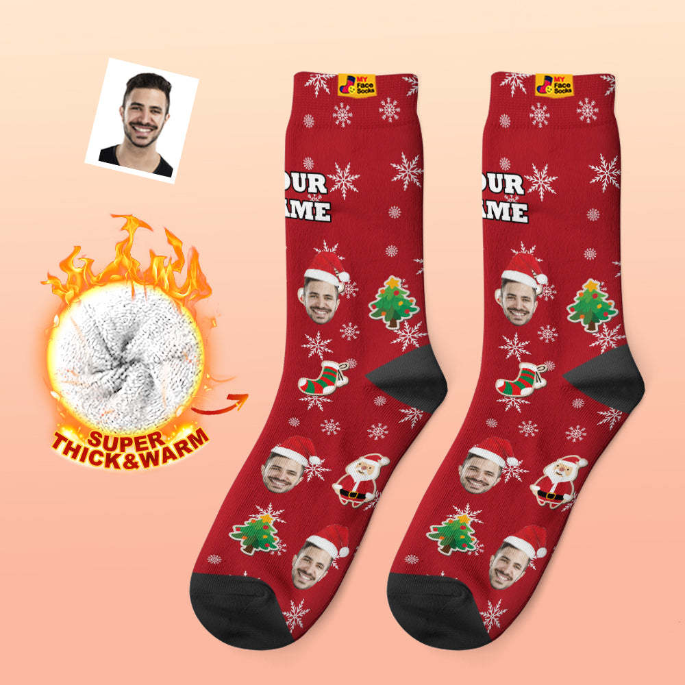 Custom Thick Socks Photo 3D Digital Printed Socks Autumn Winter Warm Socks Santa Claus Sock Christmas - MyFaceSocksEU