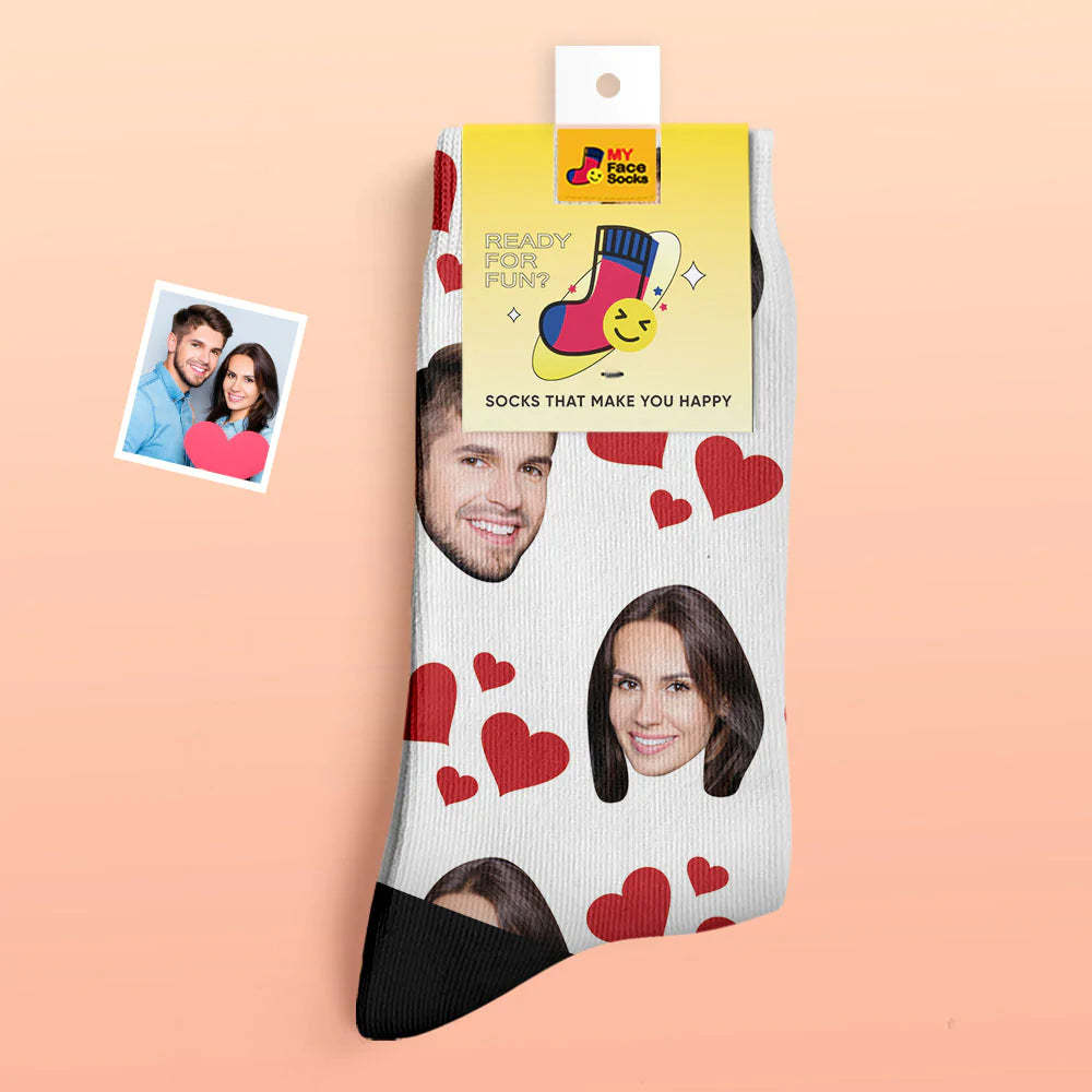 Custom Thick Photo Socks Valentine's Day Gift Warm Socks My Heart Face Socks - MyFaceSocksEU