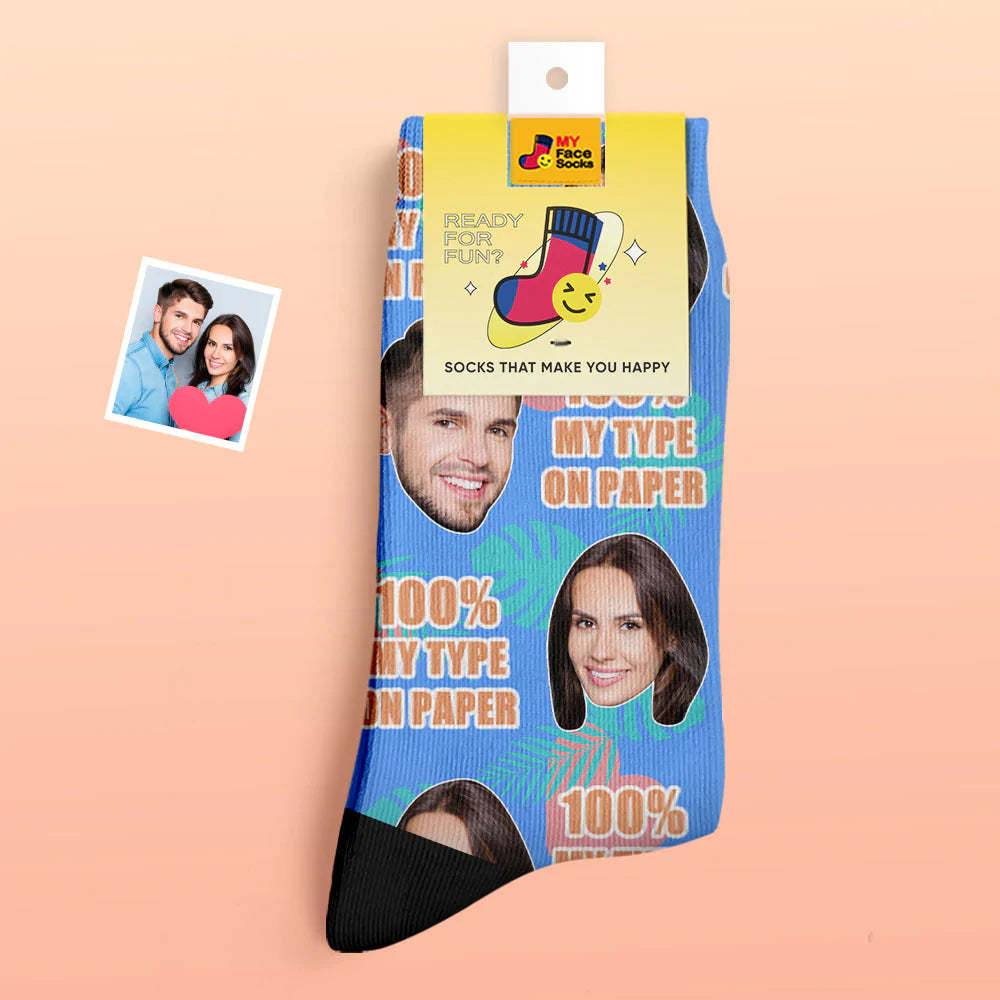 Custom Thick Photo Socks Valentine's Day Gift Warm Socks 100% MY TYPE ON PAPER Face Socks - MyFaceSocksEU