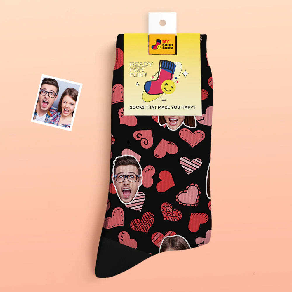 Custom Thick Photo Socks Valentine's Day Gift Warm Socks Various Hearts Face Socks - MyFaceSocksEU