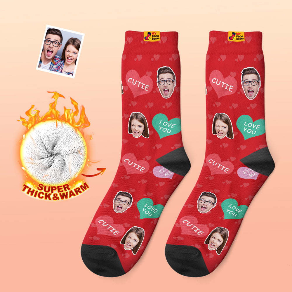 Custom Thick Photo Socks Valentine's Day Gifts Warm Socks Cutie Face Socks - MyFaceSocksEU