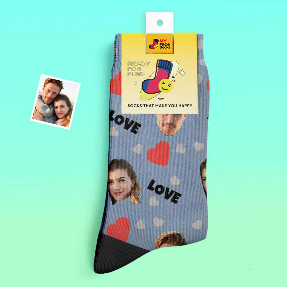 Custom Thick Socks Photo 3D Digital Printed Socks Autumn Winter Warm Socks For Love - MyFaceSocks EU