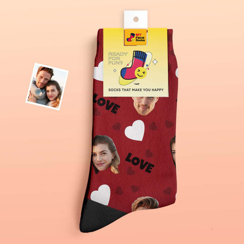 Custom Thick Socks Photo 3D Digital Printed Socks Autumn Winter Warm Socks For Love - MyFaceSocks EU