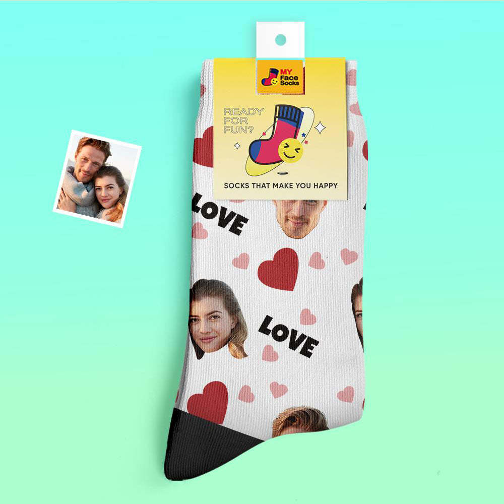 Custom Thick Socks Photo 3D Digital Printed Socks Autumn Winter Warm Socks For Love - MyFaceSocks EU