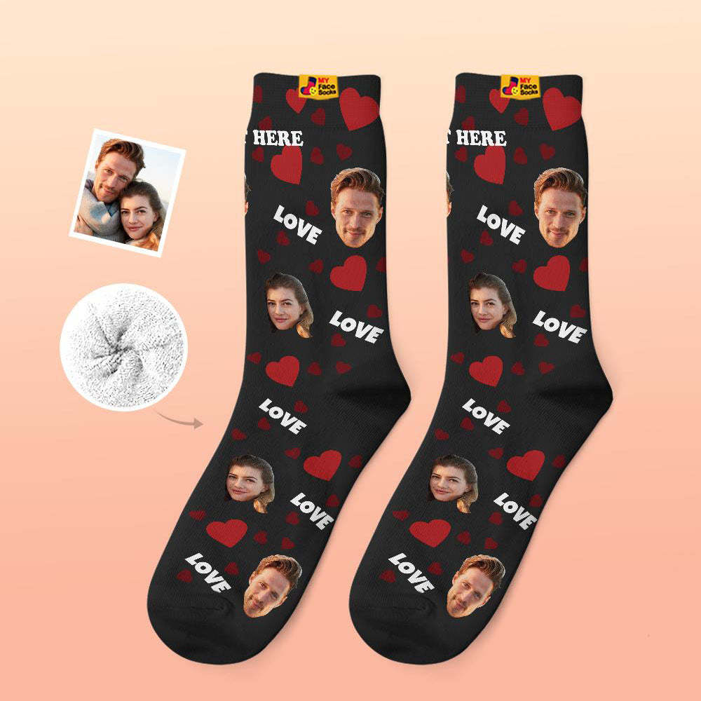 Custom Thick Socks Photo 3D Digital Printed Socks Autumn Winter Warm Socks For Love - MyFaceSocks EU