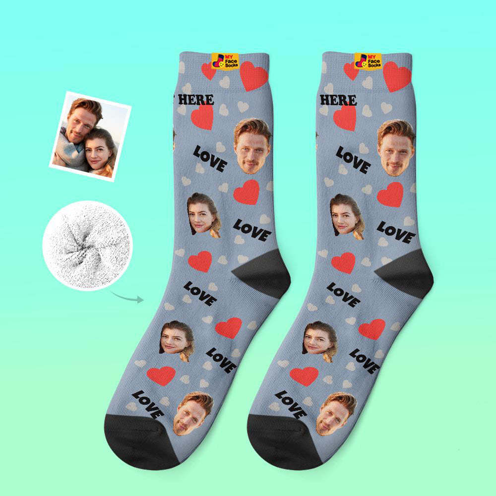 Custom Thick Socks Photo 3D Digital Printed Socks Autumn Winter Warm Socks For Love - MyFaceSocks EU