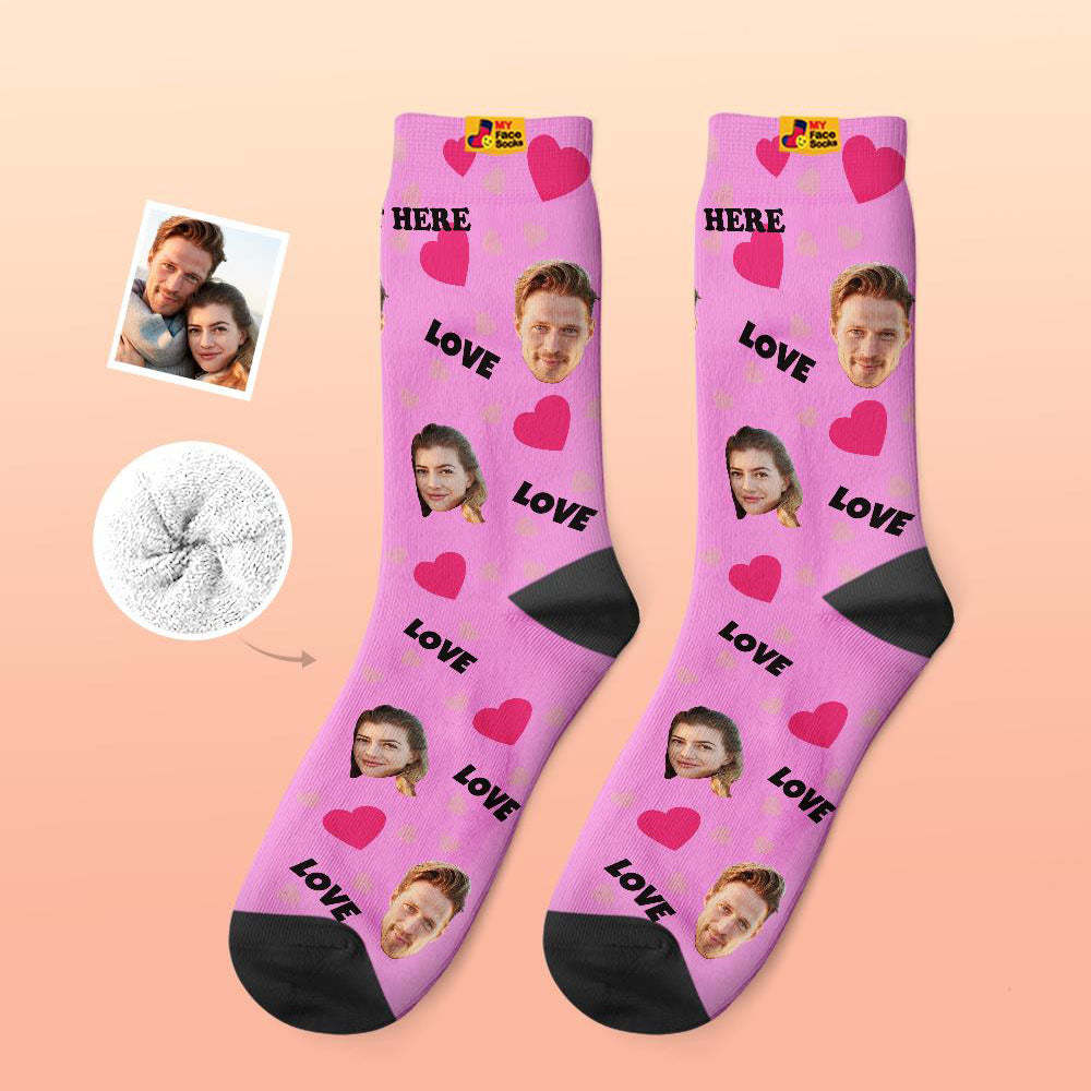 Custom Thick Socks Photo 3D Digital Printed Socks Autumn Winter Warm Socks For Love - MyFaceSocks EU