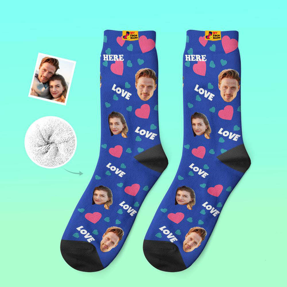 Custom Thick Socks Photo 3D Digital Printed Socks Autumn Winter Warm Socks For Love - MyFaceSocks EU