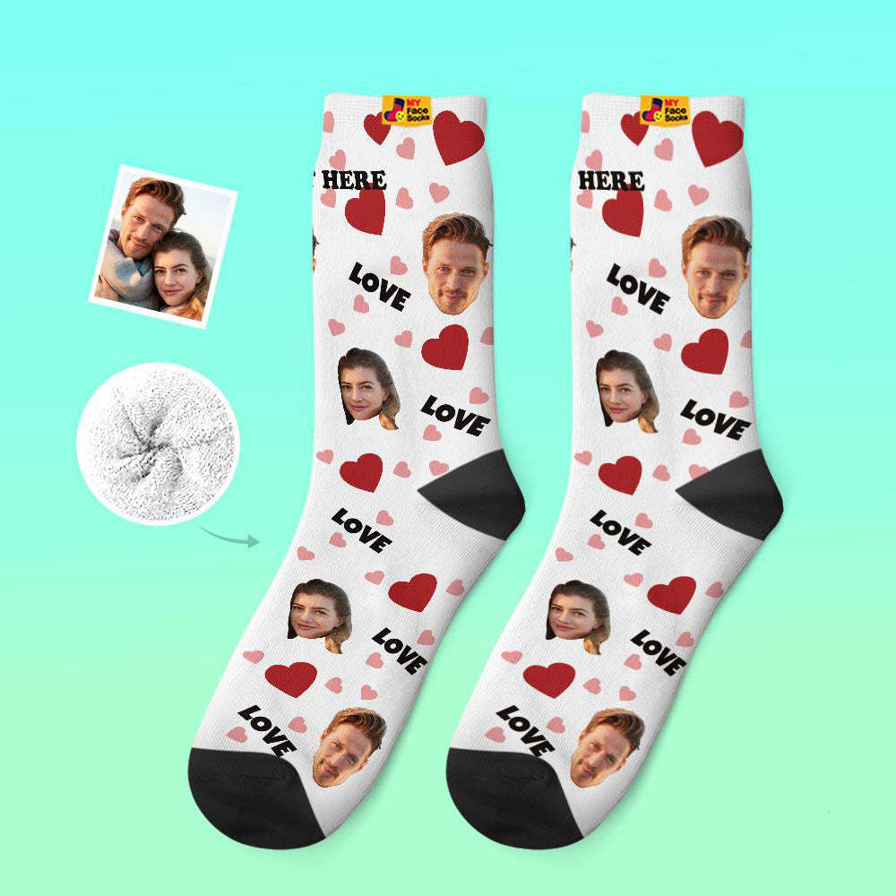 Custom Thick Socks Photo 3D Digital Printed Socks Autumn Winter Warm Socks For Love - MyFaceSocks EU