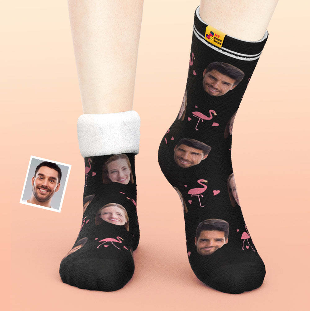 Custom Thick Socks Photo 3D Digital Printed Socks Autumn Winter Warm Socks Flamant - MyFaceSocks EU