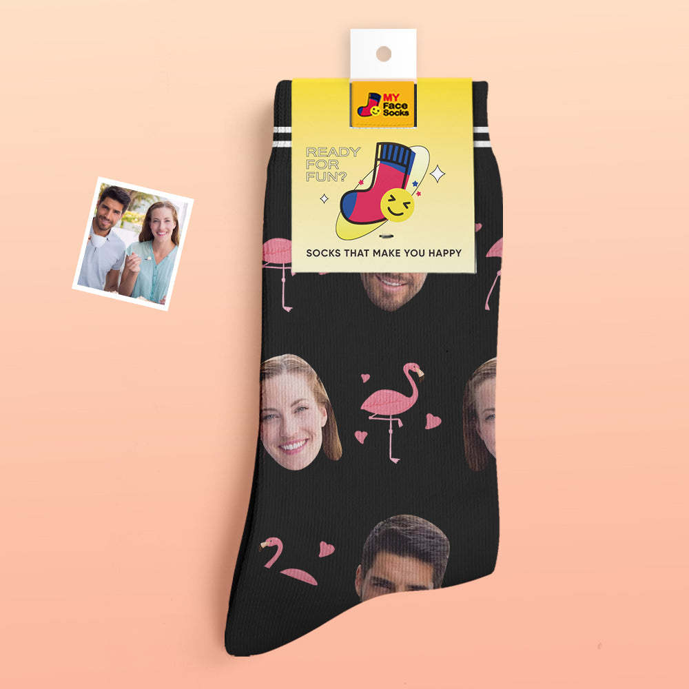 Custom Thick Socks Photo 3D Digital Printed Socks Autumn Winter Warm Socks Flamant - MyFaceSocks EU
