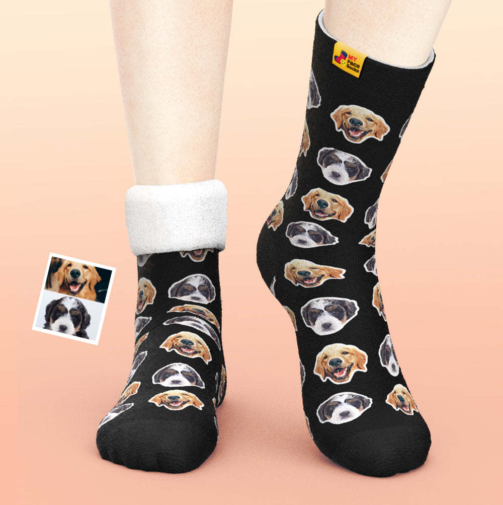 Custom Thick Socks Photo 3D Digital Printed Socks Autumn Winter Warm Socks Comic Style - MyFaceSocks EU