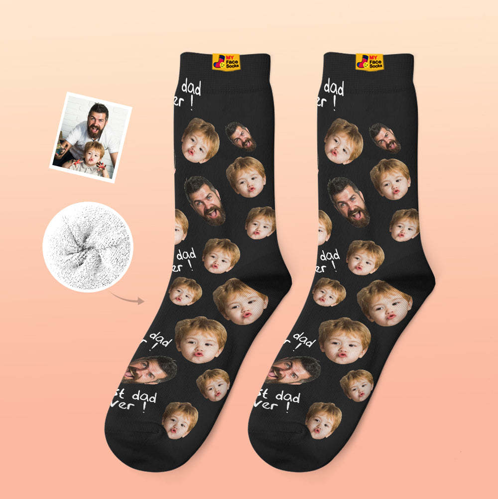 Custom Thick Socks Photo 3D Digital Printed Socks Autumn Winter Warm Socks To The Best Dad - MyFaceSocks EU