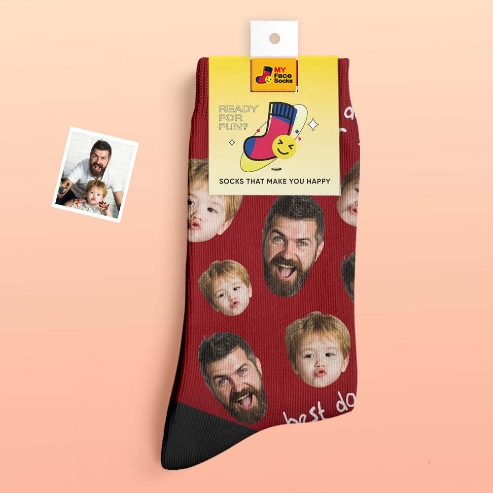 Custom Thick Socks Photo 3D Digital Printed Socks Autumn Winter Warm Socks To The Best Dad - MyFaceSocks EU