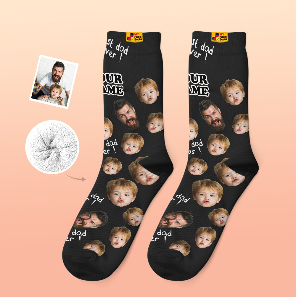 Custom Thick Socks Photo 3D Digital Printed Socks Autumn Winter Warm Socks To The Best Dad