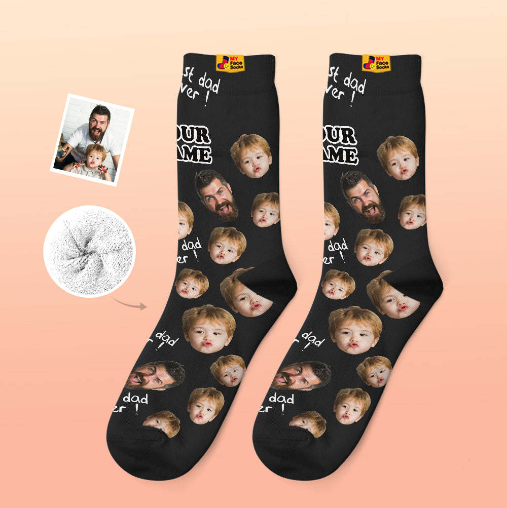 Custom Thick Socks Photo 3D Digital Printed Socks Autumn Winter Warm Socks To The Best Dad - MyFaceSocks EU