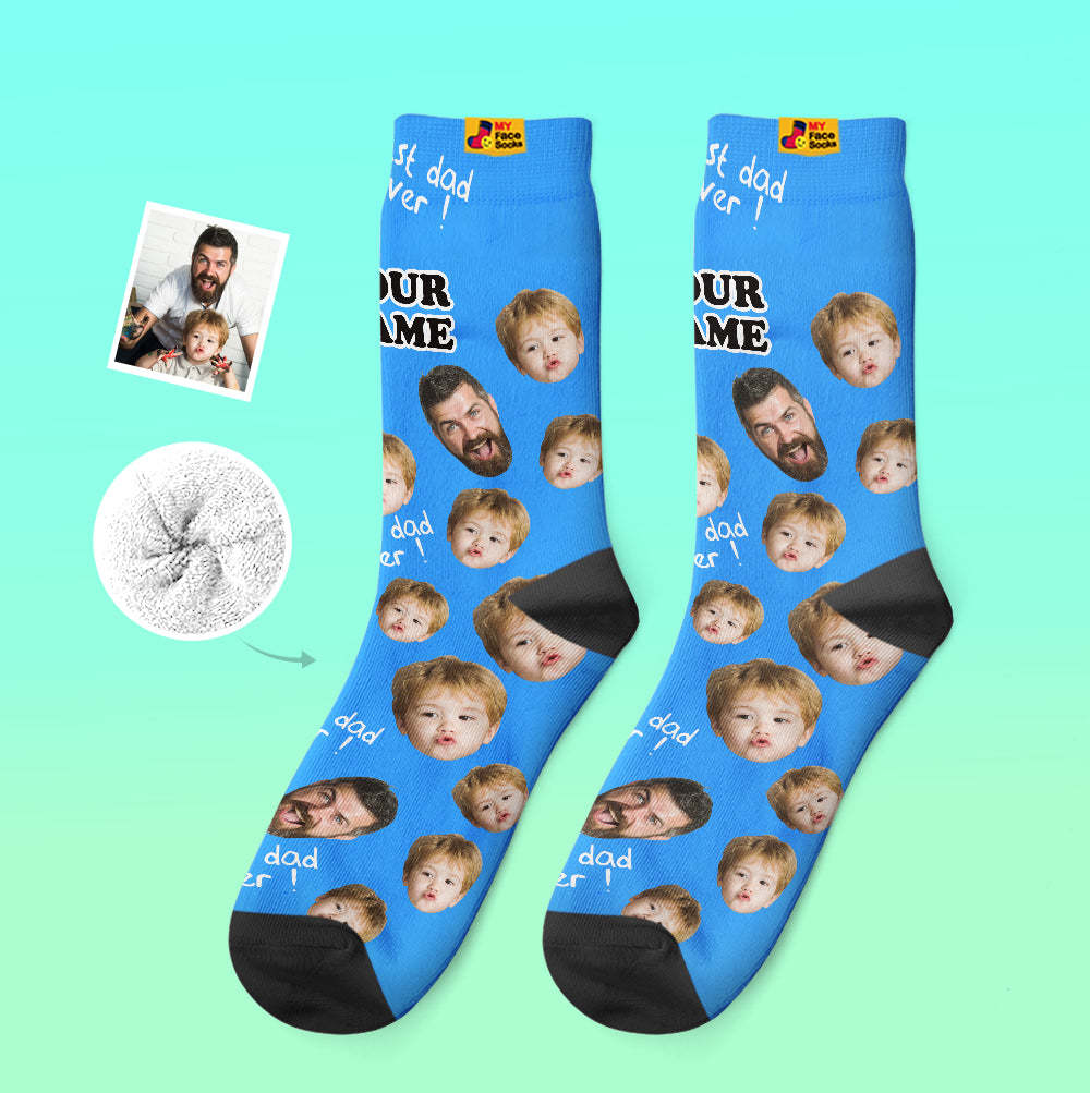 Custom Thick Socks Photo 3D Digital Printed Socks Autumn Winter Warm Socks To The Best Dad - MyFaceSocks EU