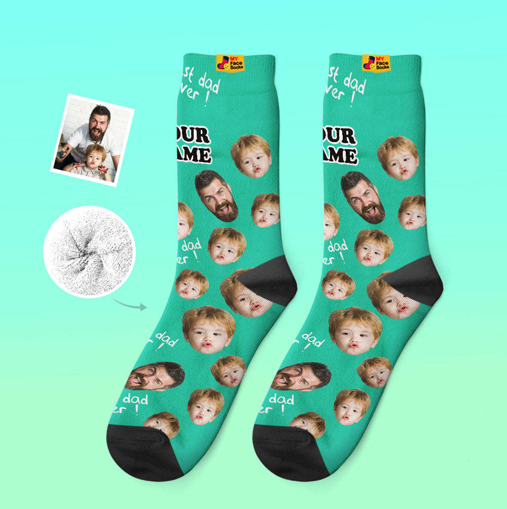 Custom Thick Socks Photo 3D Digital Printed Socks Autumn Winter Warm Socks To The Best Dad - MyFaceSocks EU