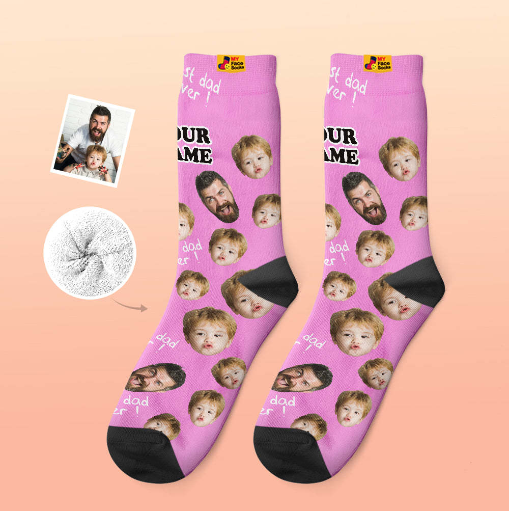 Custom Thick Socks Photo 3D Digital Printed Socks Autumn Winter Warm Socks To The Best Dad - MyFaceSocks EU