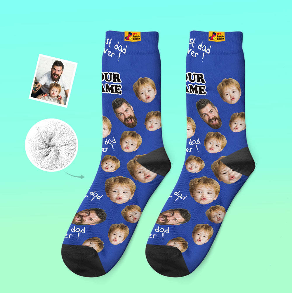 Custom Thick Socks Photo 3D Digital Printed Socks Autumn Winter Warm Socks To The Best Dad - MyFaceSocks EU