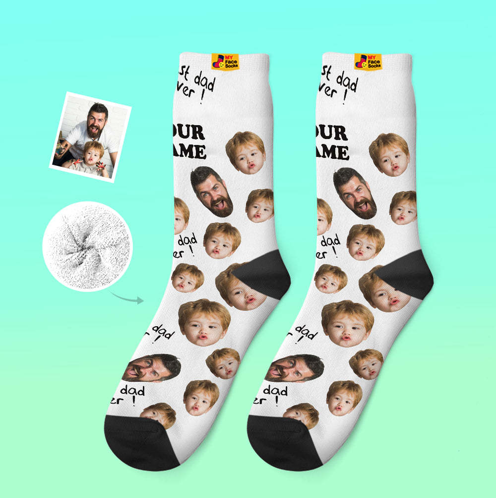 Custom Thick Socks Photo 3D Digital Printed Socks Autumn Winter Warm Socks To The Best Dad - MyFaceSocks EU