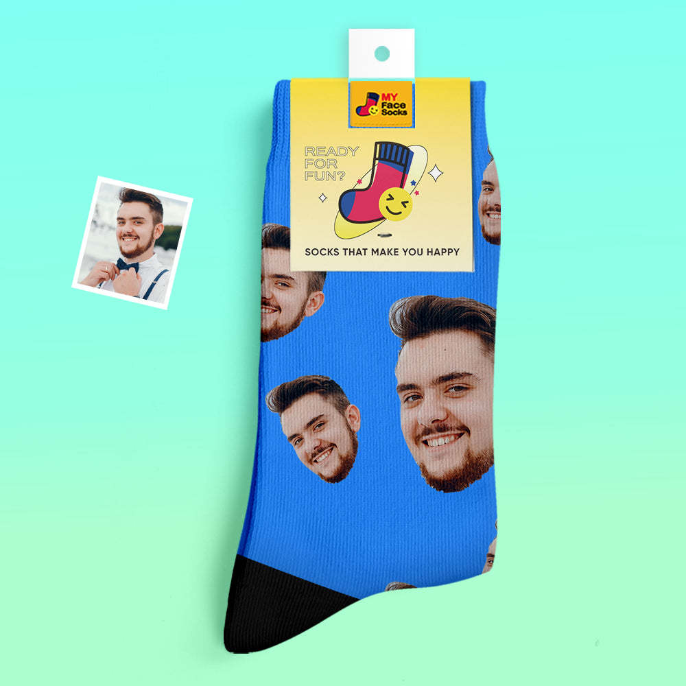 Custom Thick Socks Photo 3D Digital Printed Socks Autumn Winter Warm Socks Candy Series Colorful - MyFaceSocks EU