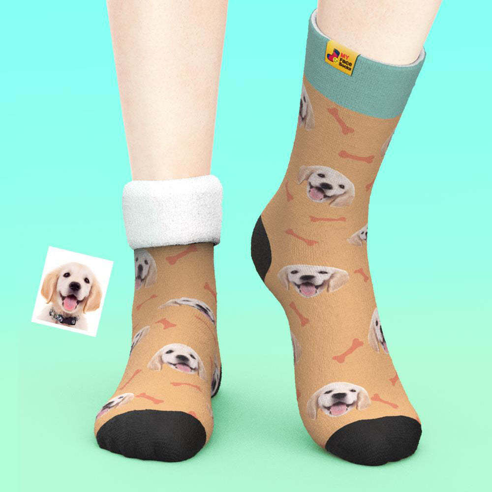 Custom Thick Socks Photo 3D Digital Printed Socks Autumn Winter Warm Pet Face Socks Bone - MyFaceSocks EU