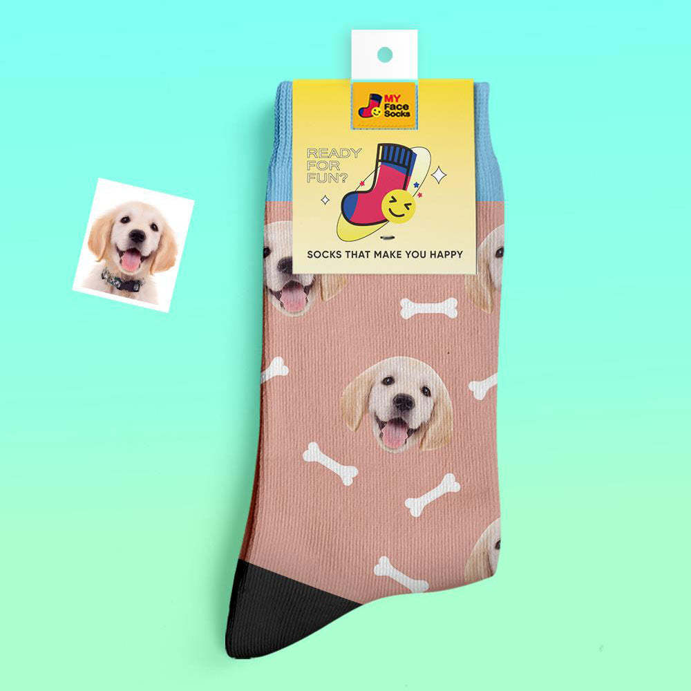 Custom Thick Socks Photo 3D Digital Printed Socks Autumn Winter Warm Pet Face Socks Bone - MyFaceSocks EU