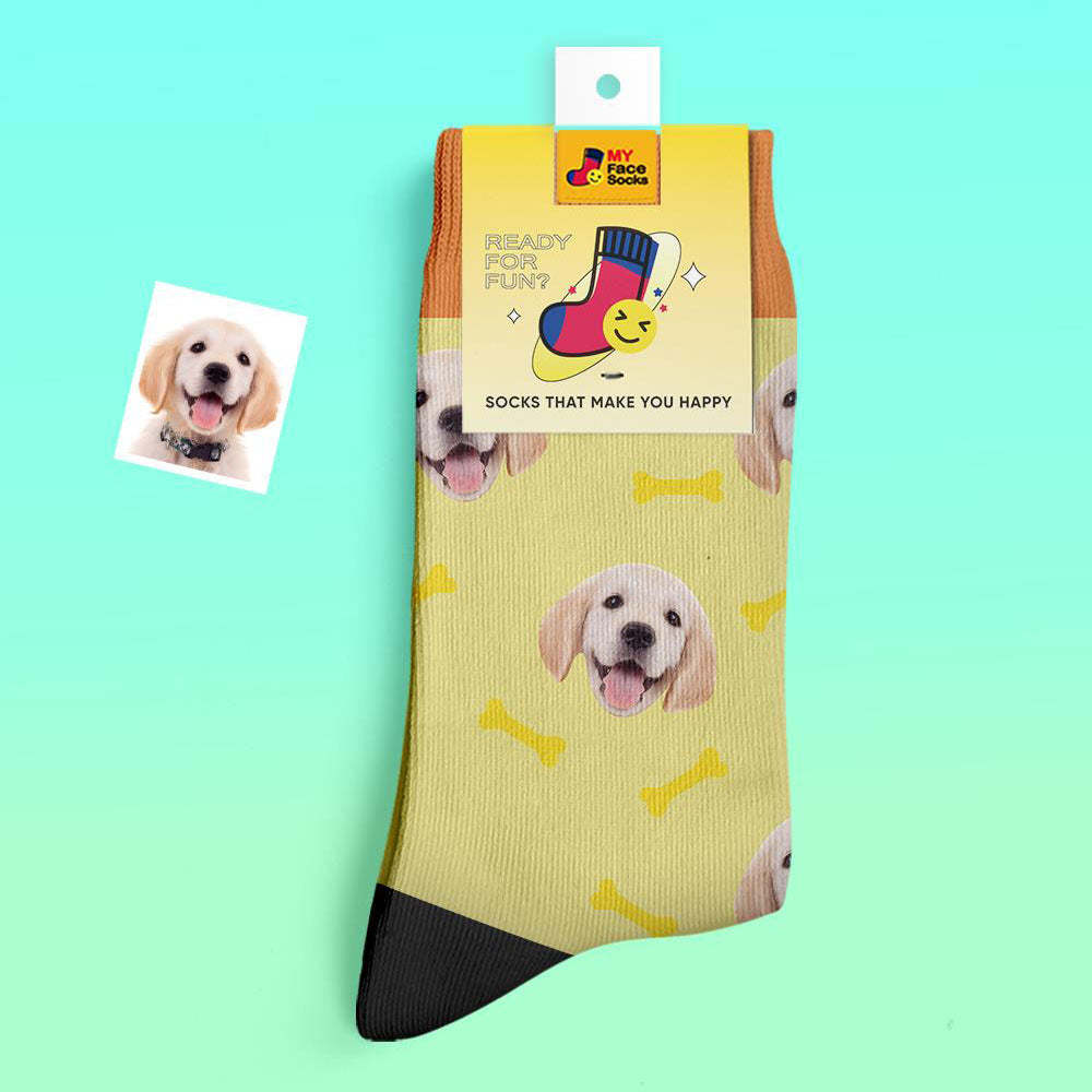 Custom Thick Socks Photo 3D Digital Printed Socks Autumn Winter Warm Pet Face Socks Bone - MyFaceSocks EU