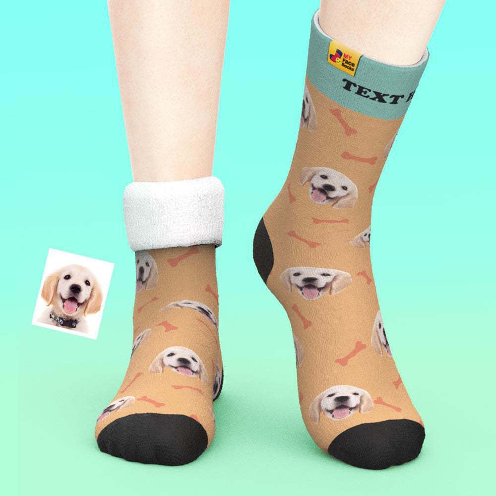 Custom Thick Socks Photo 3D Digital Printed Socks Autumn Winter Warm Pet Face Socks Bone - MyFaceSocks EU