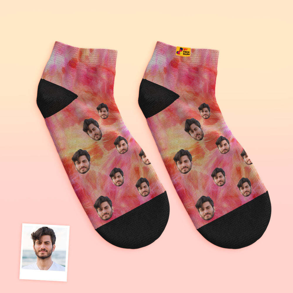 Custom Low Cut Ankle Face Socks Tie Dyed Style Colorful - MyFaceSocksEU