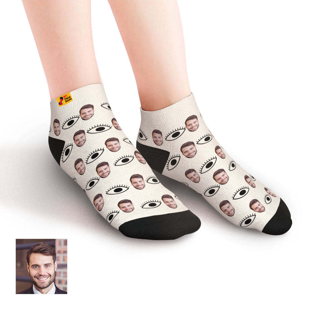 Custom Low cut Ankle Socks Personalized Face Socks Cross-Eyed Socks - MyFaceSocksEU