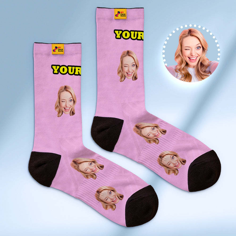 Custom Breathable Face Socks Online Preview Add Pictures Red Hearts  Valentine's Day Gifts for Couple - MyFaceSocksEU