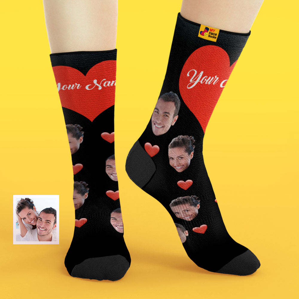 Custom Heart Socks With Your Text- FaceSocksEU