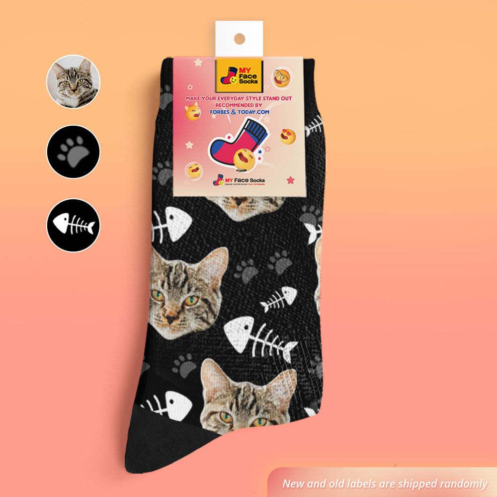 Custom Cat Socks With Your Text - FaceSocksEU