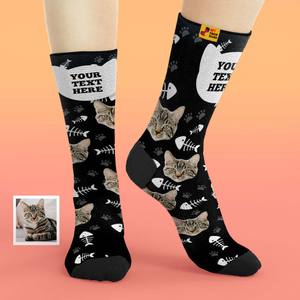 Custom Cat Socks With Your Text - FaceSocksEU