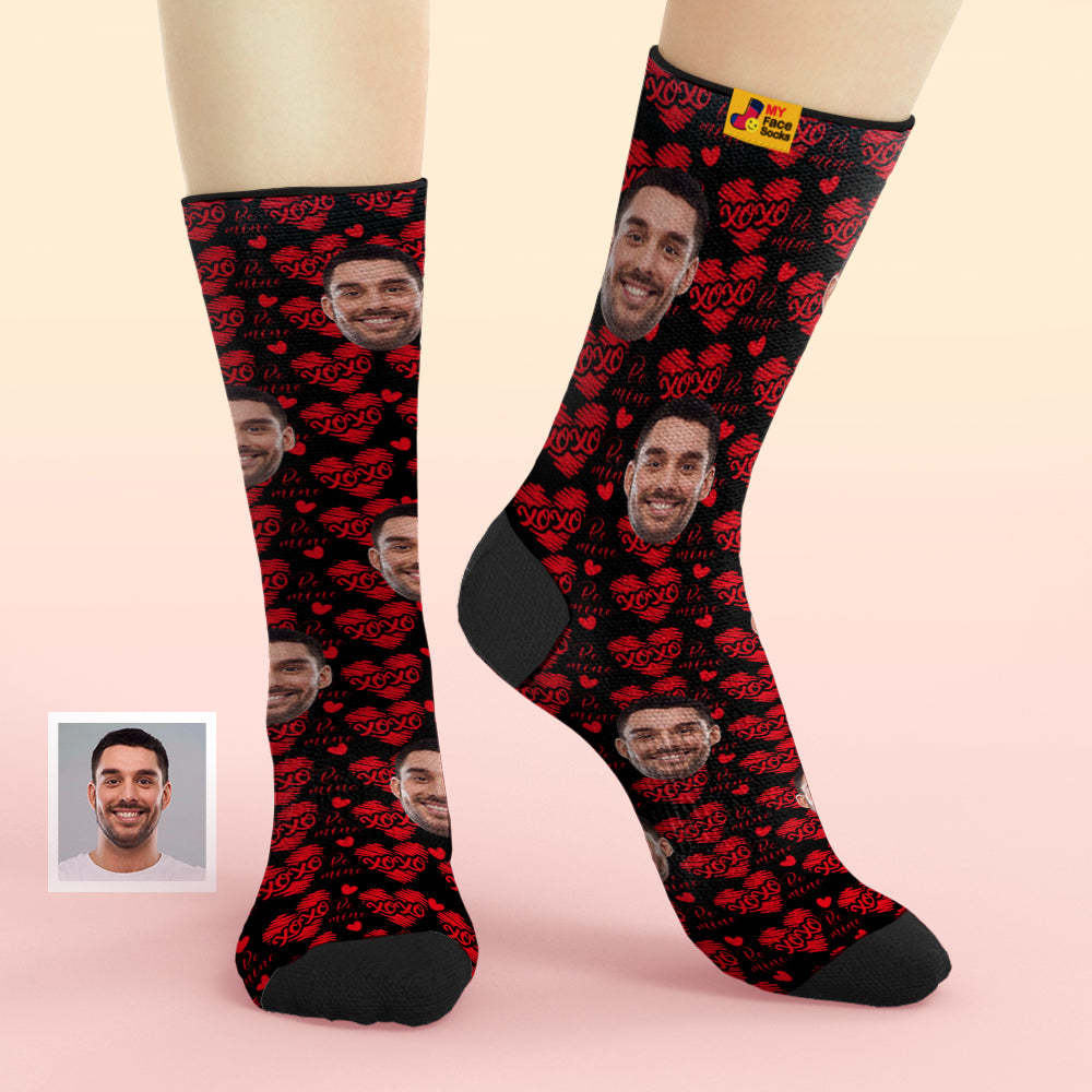 Custom Face Socks Add Pictures and Name Breathable Soft Socks Valentine's Day Gifts - XOXO - MyFaceSocksEU