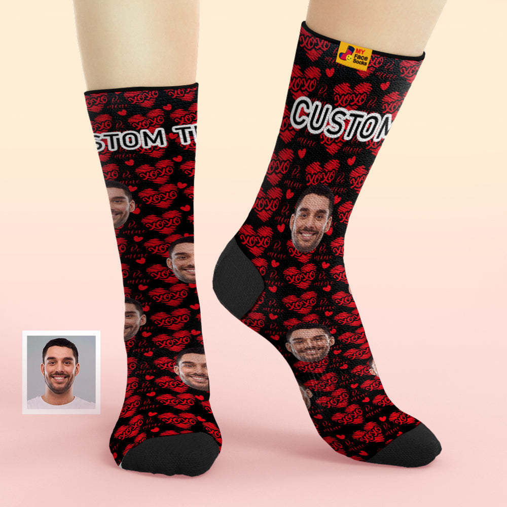 Custom Face Socks Add Pictures and Name Breathable Soft Socks Valentine's Day Gifts - XOXO - MyFaceSocksEU