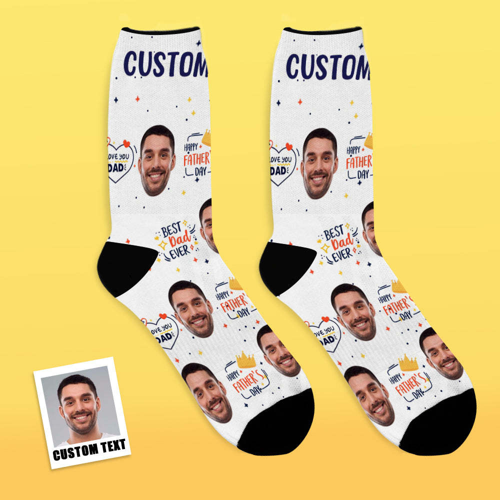 Custom Face Socks Add Pictures and Name Great Dad Sublimated Father's Day Gifts Breathable Soft Socks - MyFaceSocksEU
