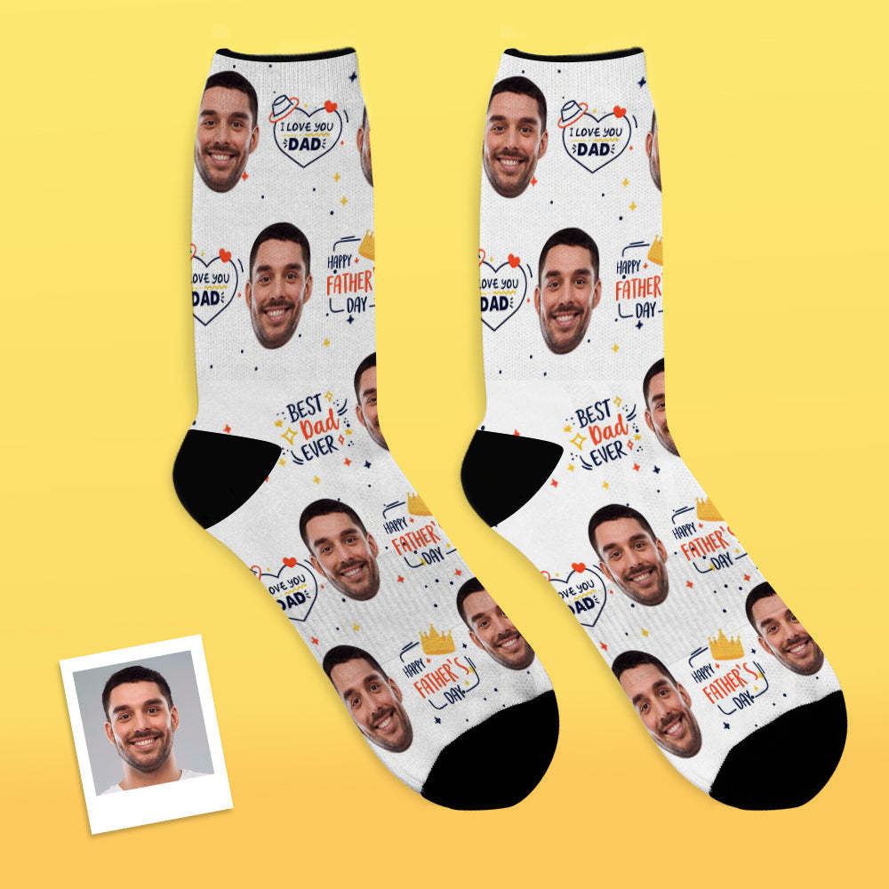 Custom Face Socks Add Pictures and Name Great Dad Sublimated Father's Day Gifts Breathable Soft Socks - MyFaceSocksEU
